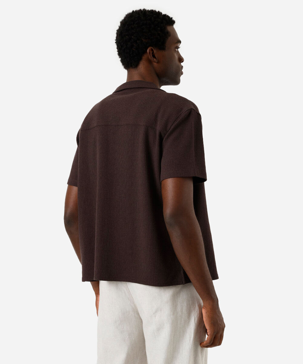 camisa masculina de tricot manga curta marrom