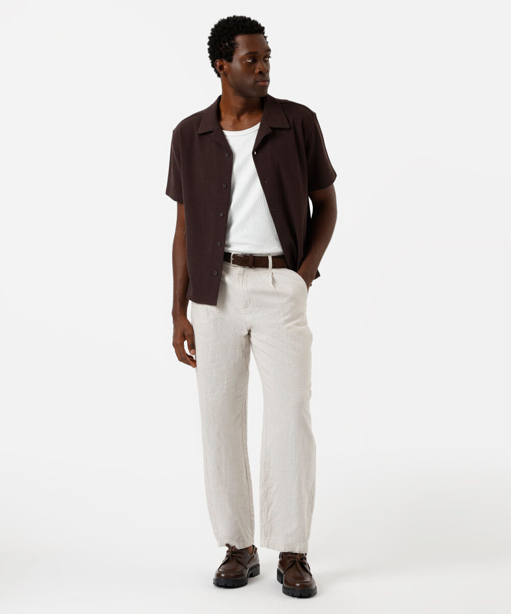 camisa masculina de tricot manga curta marrom