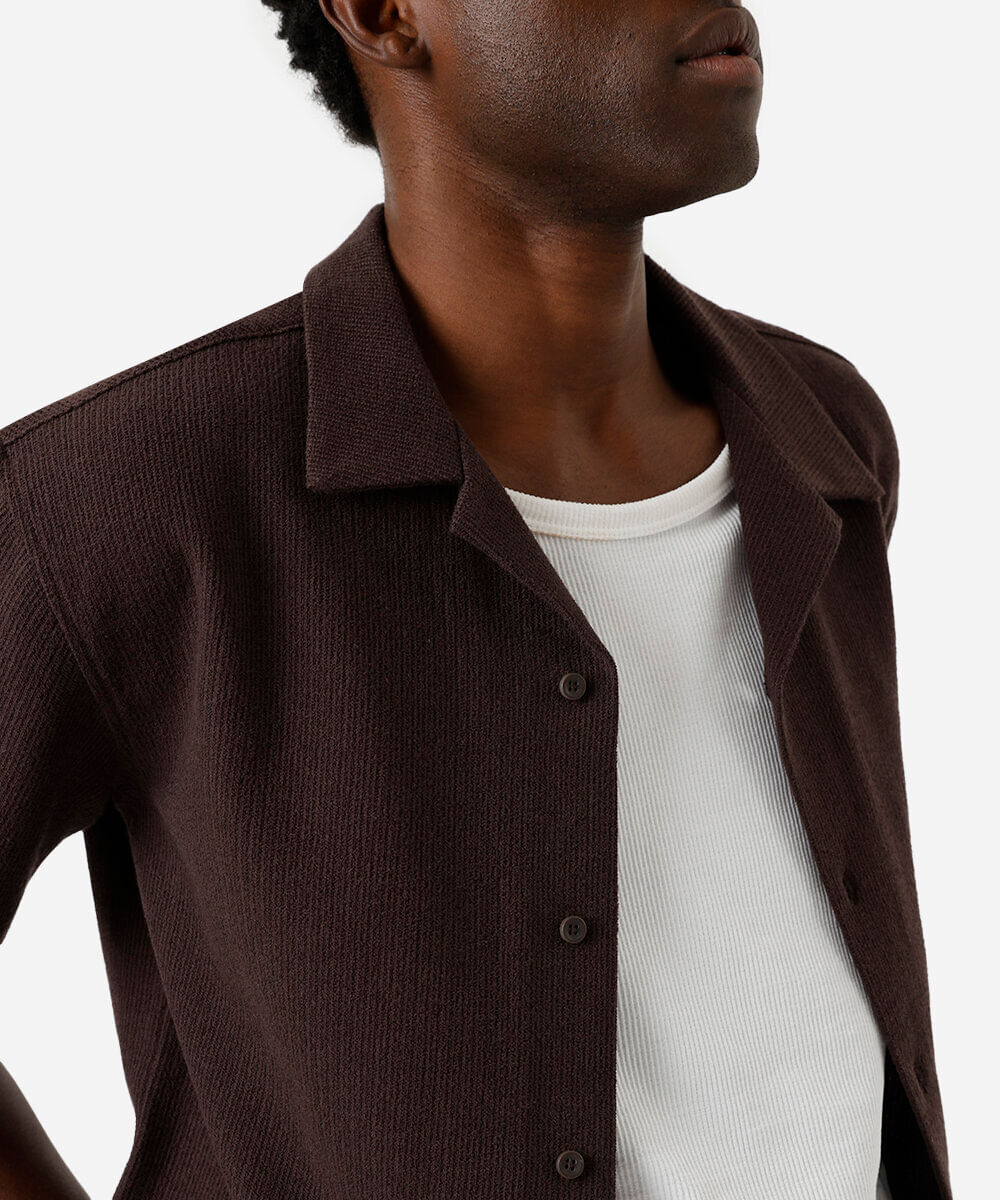 camisa masculina de tricot manga curta marrom