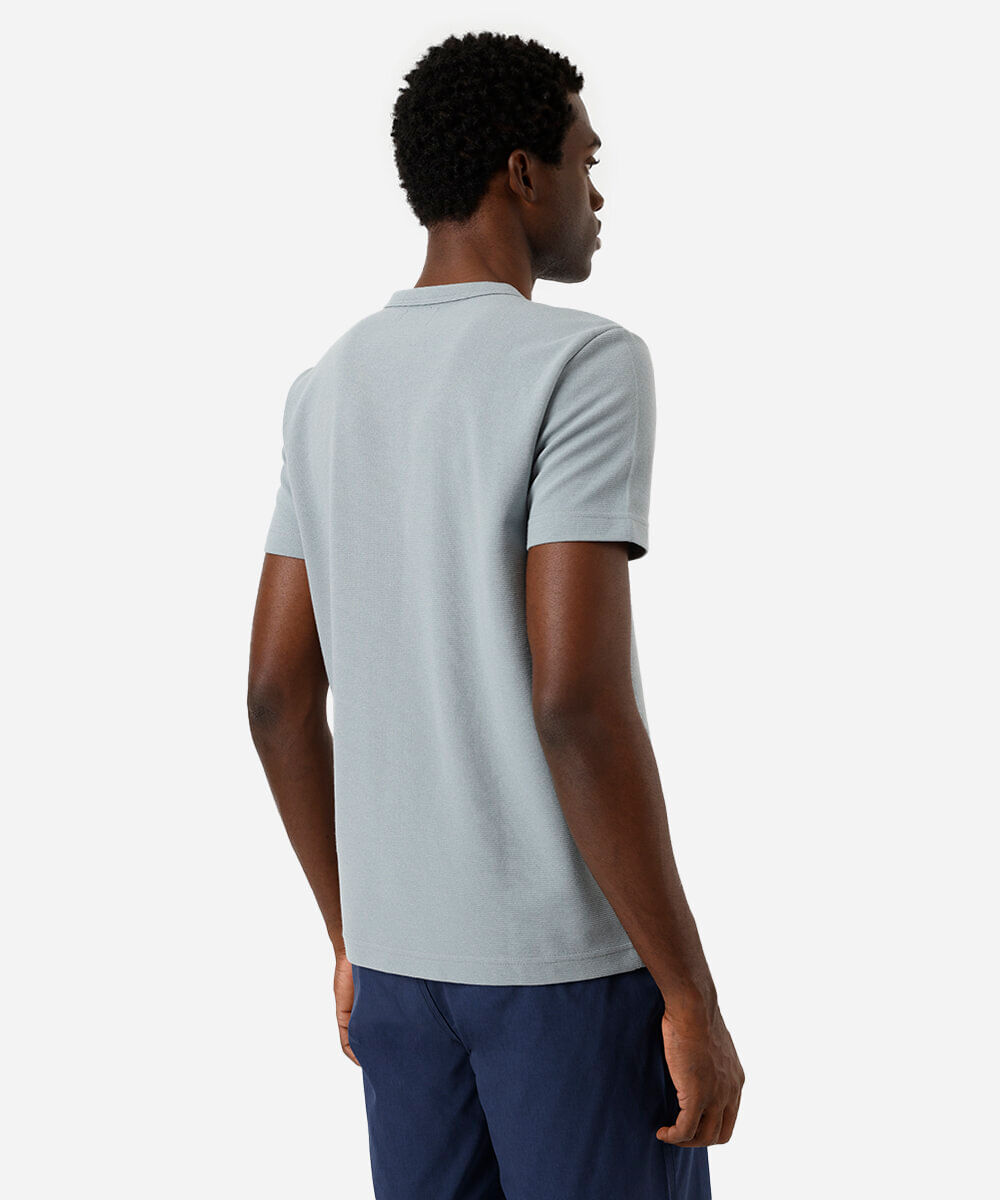 camiseta de algodão texturizada manga curta azul
