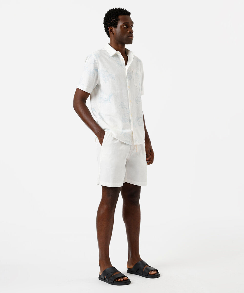 bermuda jogger masculina de sarja off white