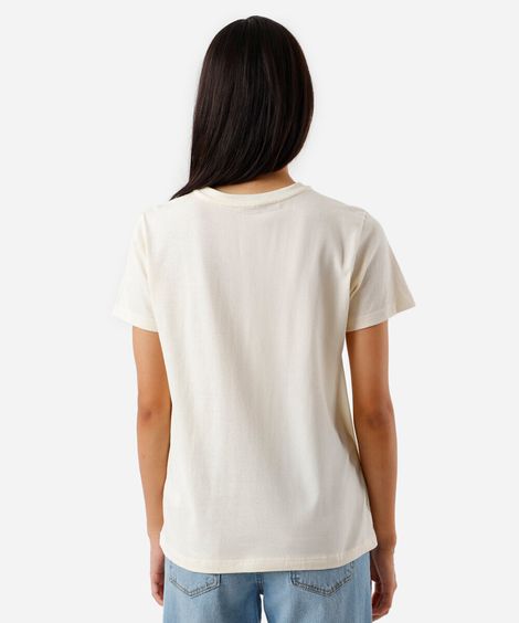 camiseta feminina de algodão estampada amarela