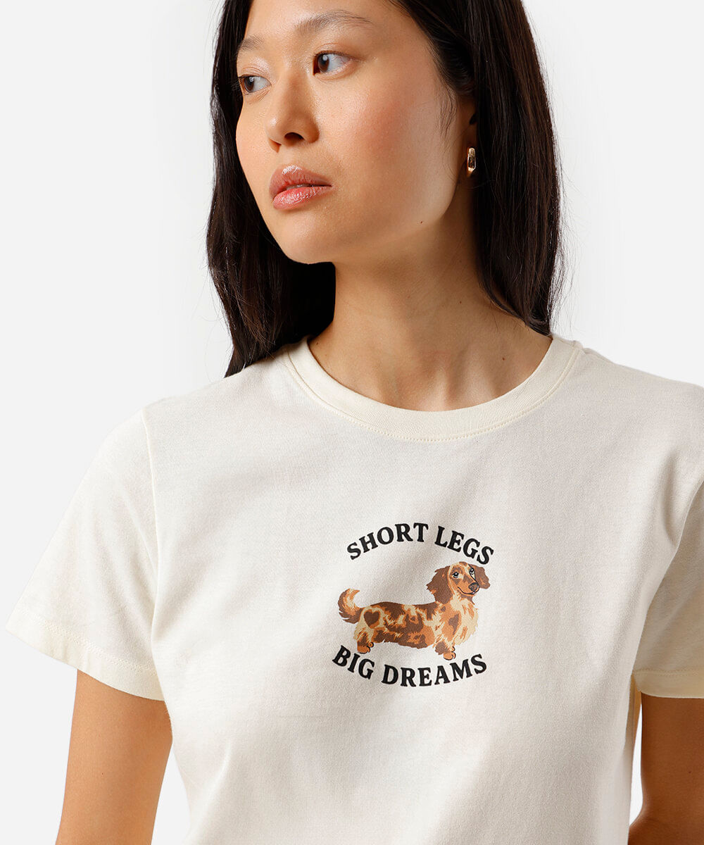 camiseta feminina de algodão estampada amarela