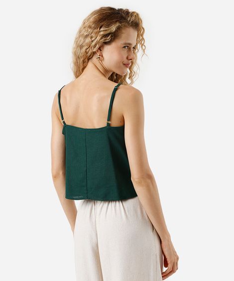 cropped alça fina feminino com linho verde