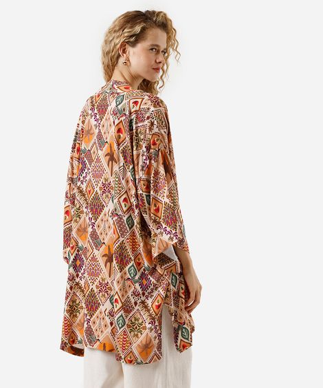 kimono feminino de viscose estampado colorido