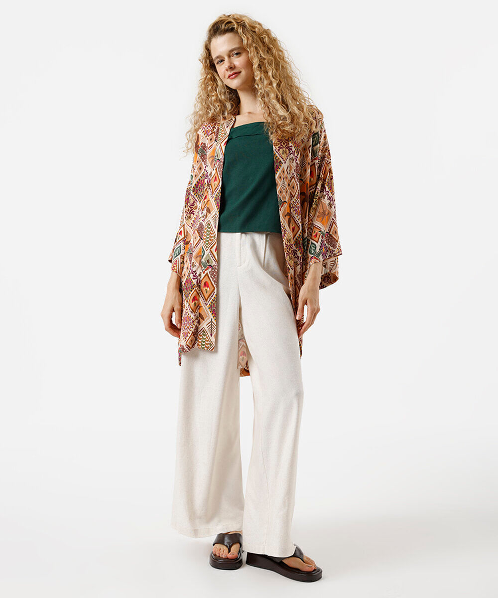 kimono feminino de viscose estampado colorido