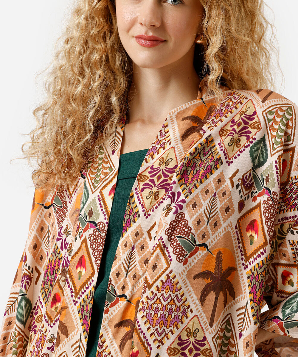 kimono feminino de viscose estampado colorido