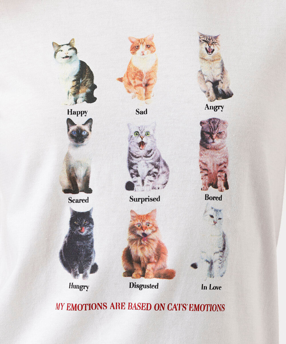 camiseta feminina de algodão gatinhos off white