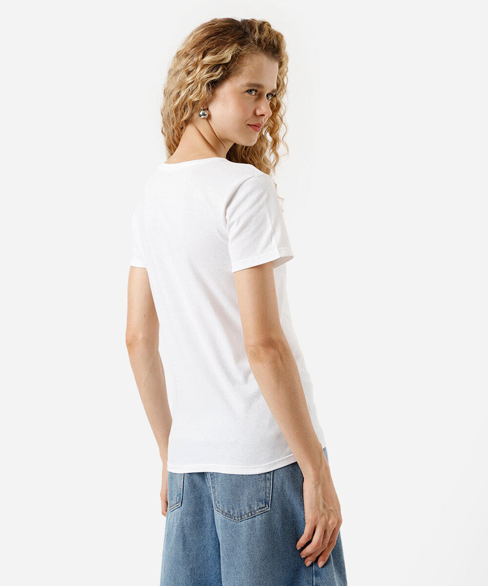camiseta feminina de algodão gatinhos off white
