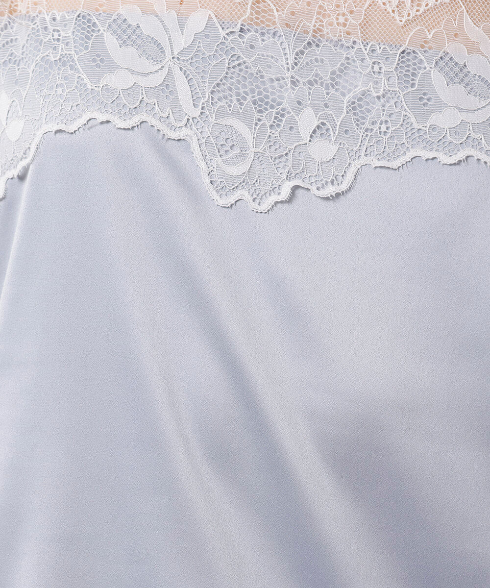 camisola feminina alça fina com renda acetinada mindset cinza