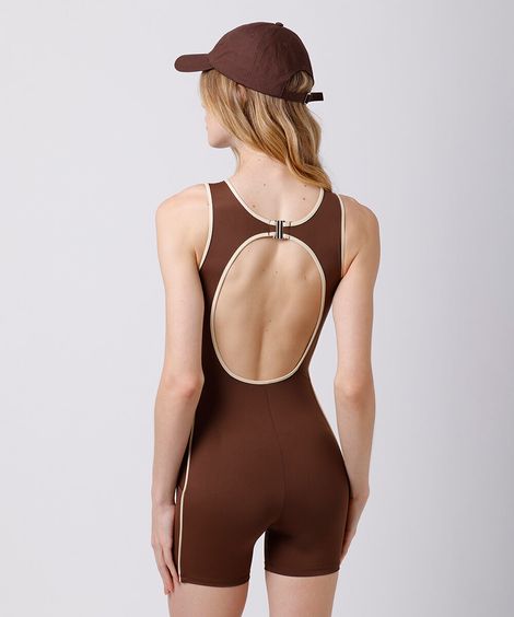 macaquinho feminino com nervuras mindset sport marrom