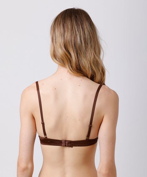 sutiã meia taça feminino franzido acetinado mindset marrom