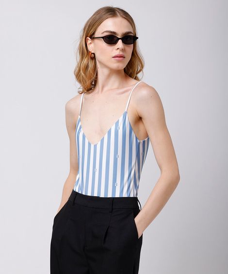 maiô alça fina feminino listrado mindset off white