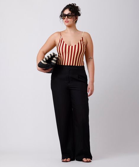 maiô alça fina feminino listrado mindset plus size amarelo