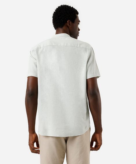 bata masculina de linho e algodão manga curta verde