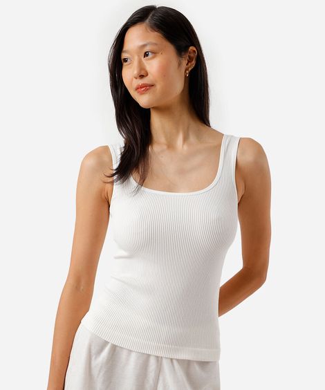 regata de pijama feminina avulsa canelada off white