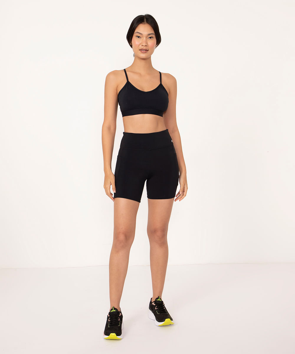 top alça fina bojo removível esportivo ace preto