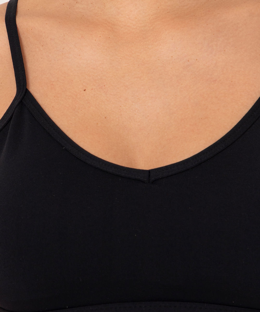 top alça fina bojo removível esportivo ace preto