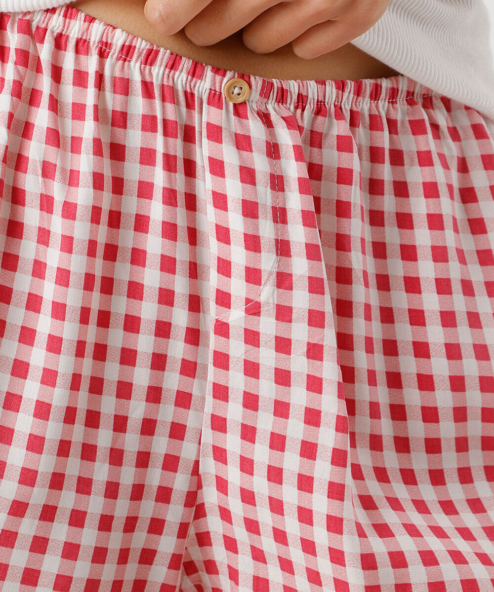 short de pijama feminino avulso em viscose xadrez rosa