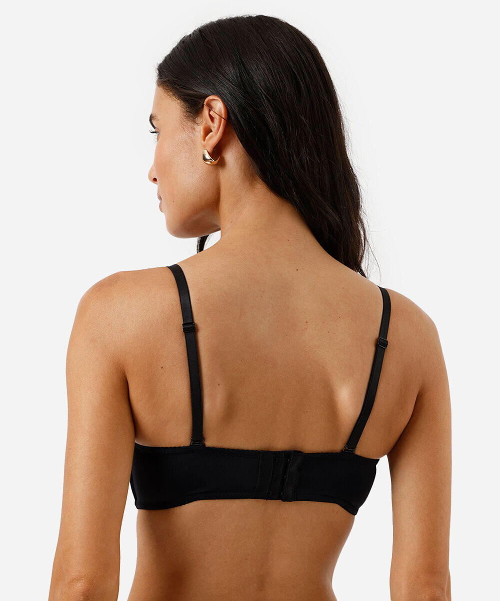 sutiã meia taça feminino com alças removíveis preto