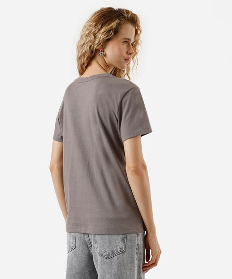 camiseta feminina de algodão ursinhos cinza