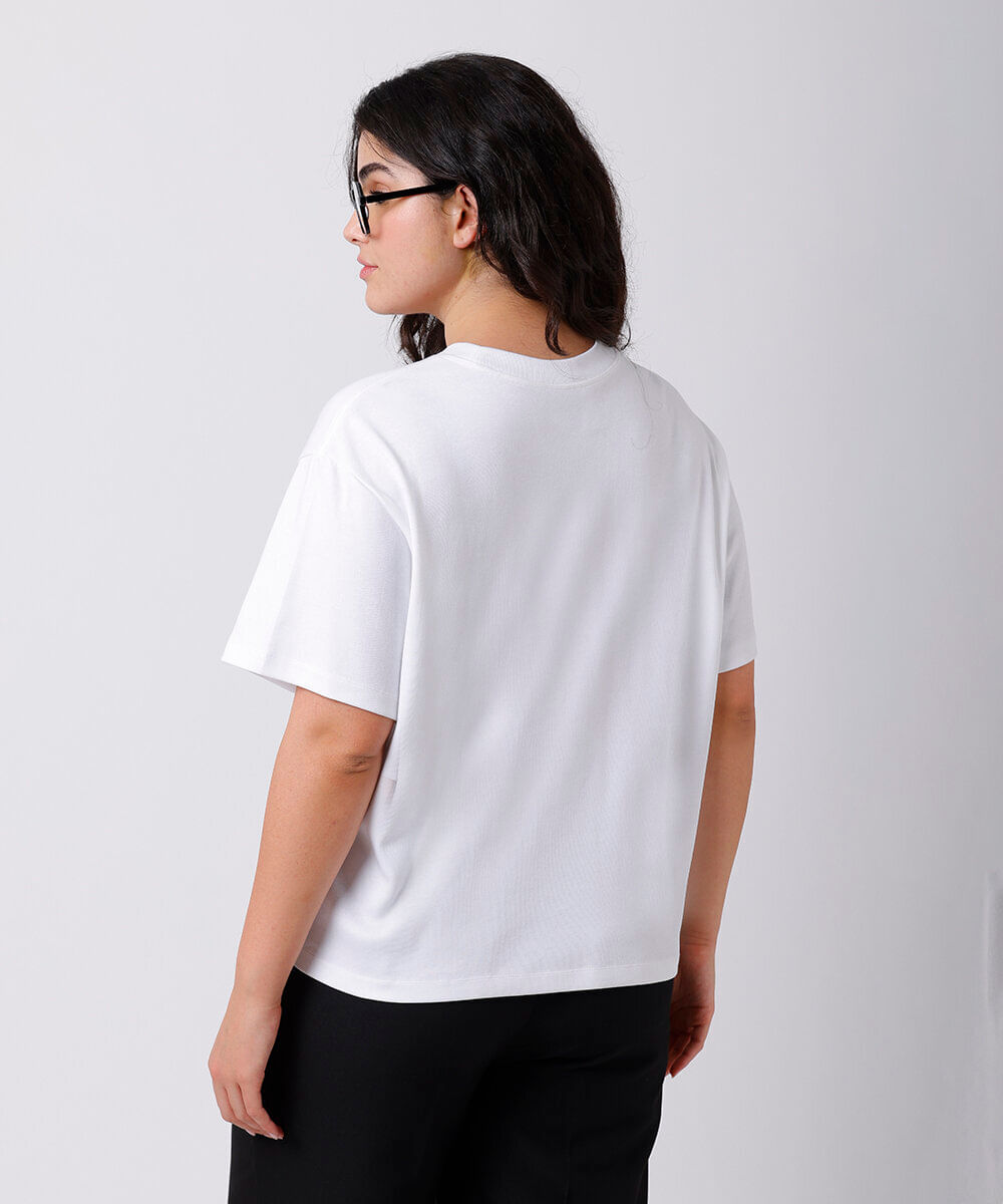 camiseta oversized feminina de algodão peruano interlock mindset plus size branca