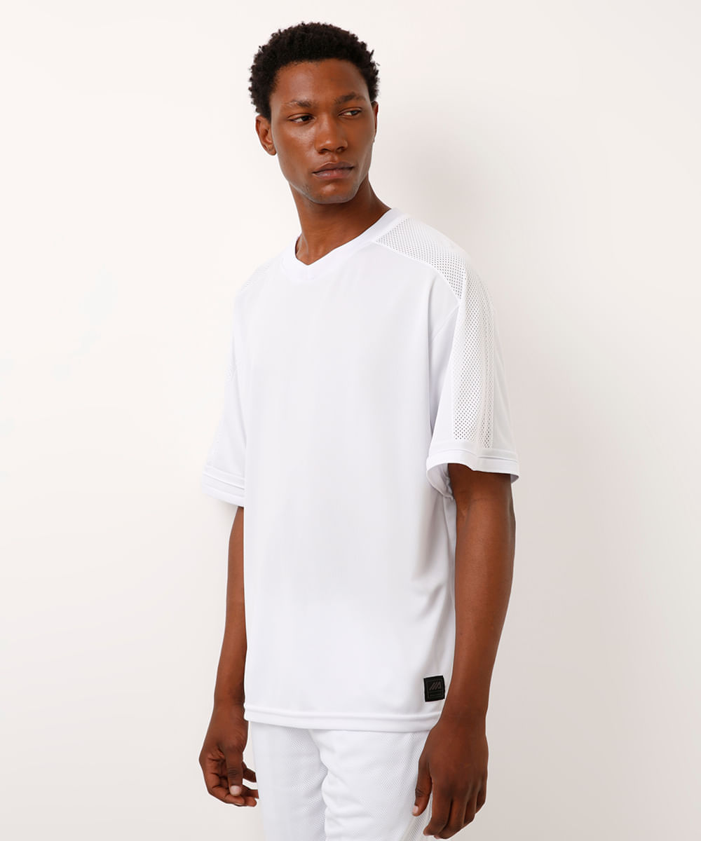 camiseta esportiva oversized com recorte branca
