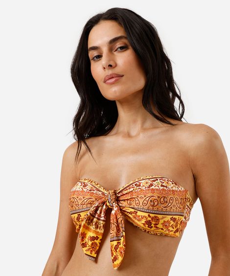 biquíni top meia taça feminino sem alça paisley colorido