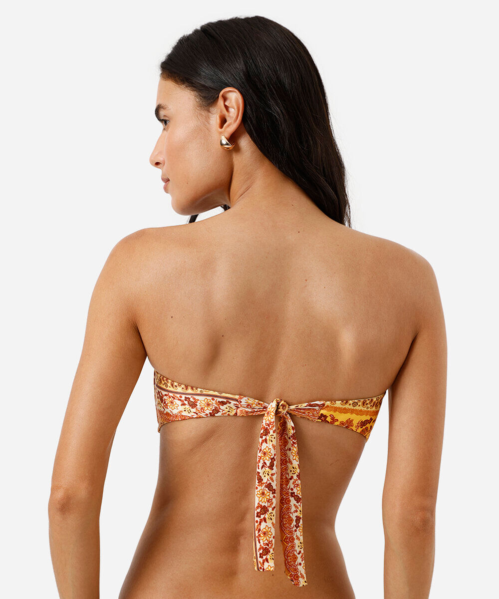 biquíni top meia taça feminino sem alça paisley colorido