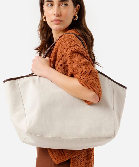 bolsa shopper bege