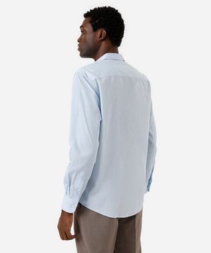 camisa comfort de algodão manga longa azul claro