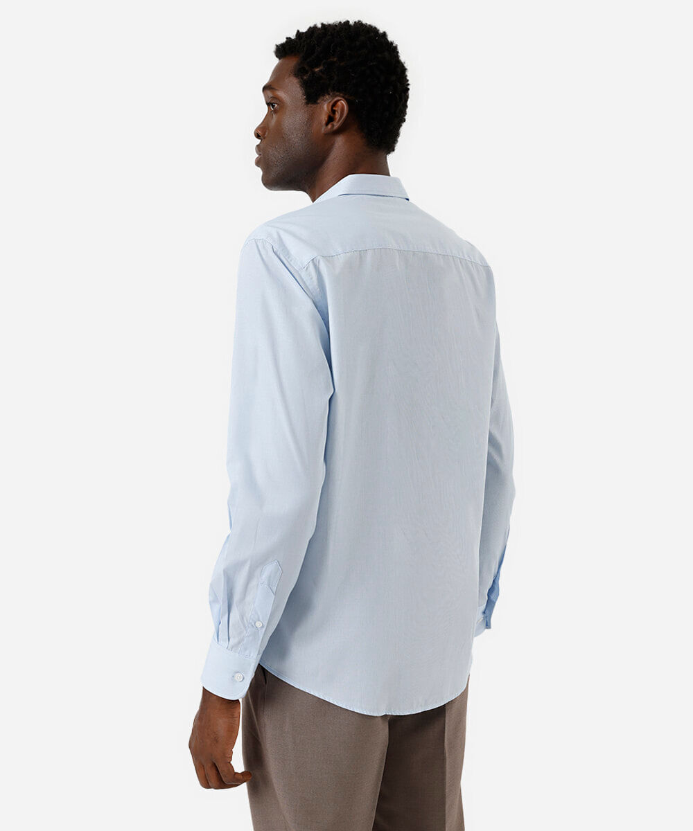 camisa comfort de algodão manga longa azul claro