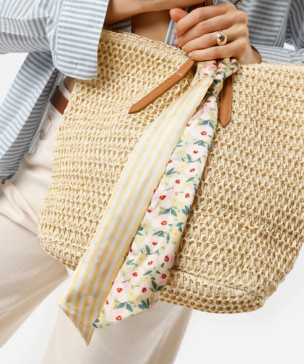 lenço dupla face floral listrado colorido