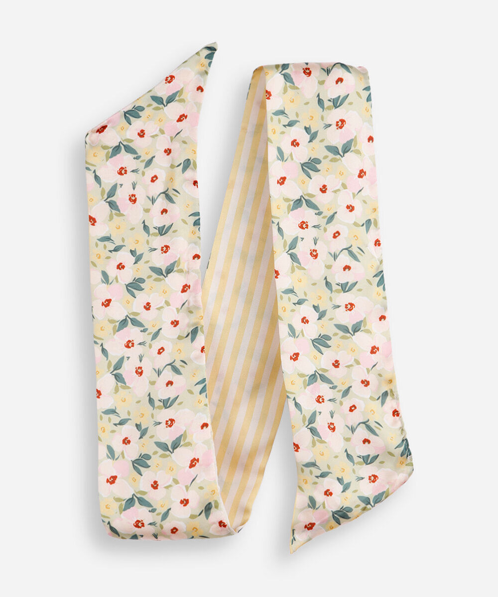 lenço dupla face floral listrado colorido