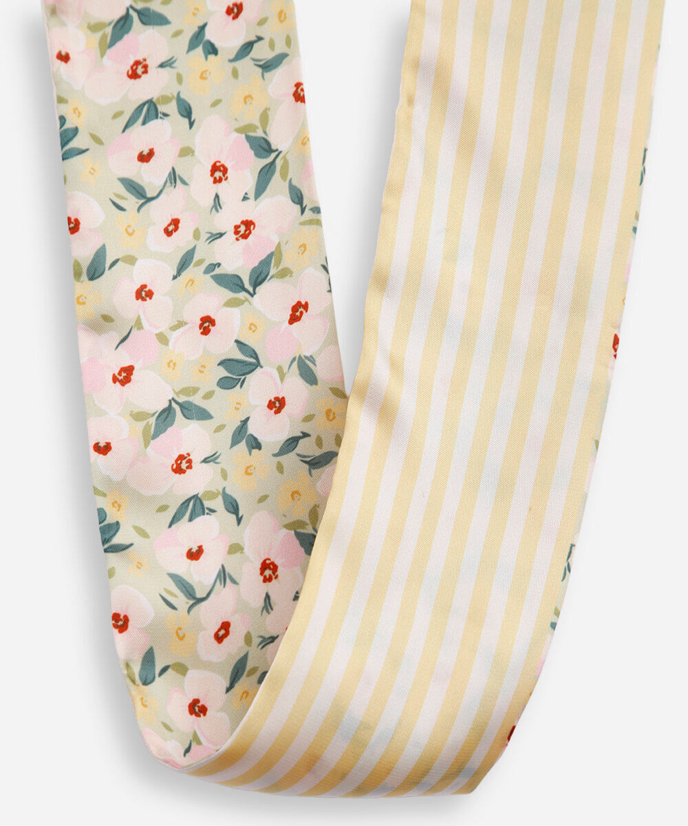 lenço dupla face floral listrado colorido