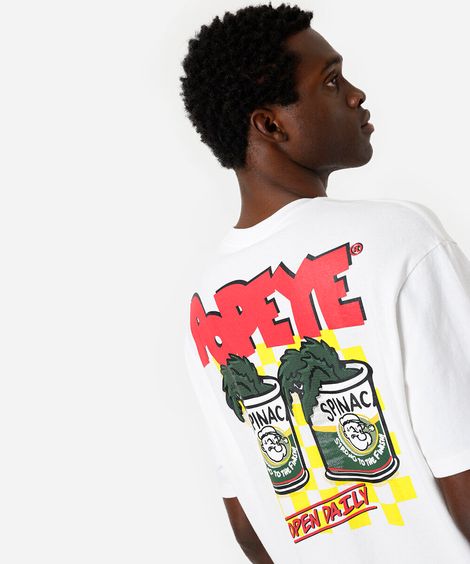camiseta masculina de algodão popeye off white