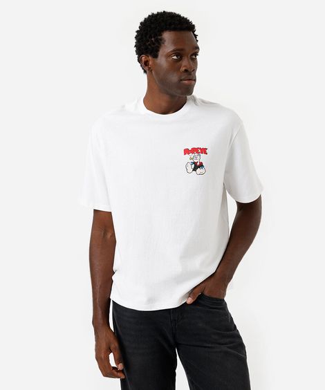 camiseta masculina de algodão popeye off white