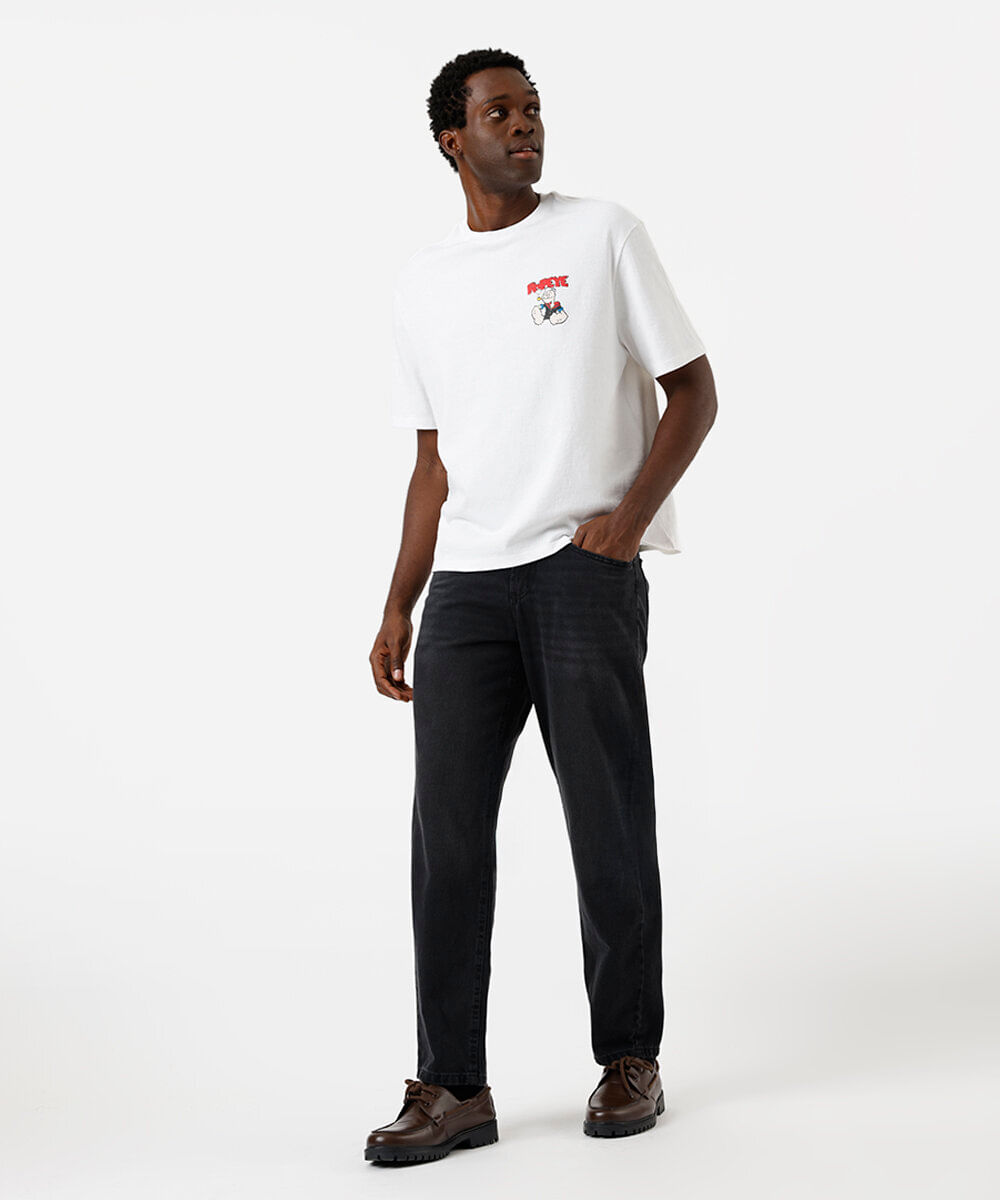 camiseta masculina de algodão popeye off white
