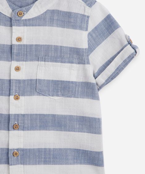 conjunto curto infantil listrado azul