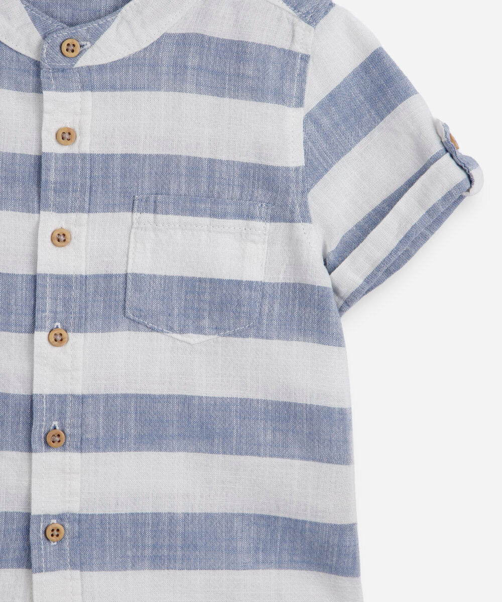 conjunto curto infantil listrado azul