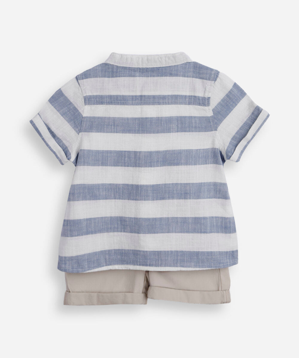 conjunto curto infantil listrado azul