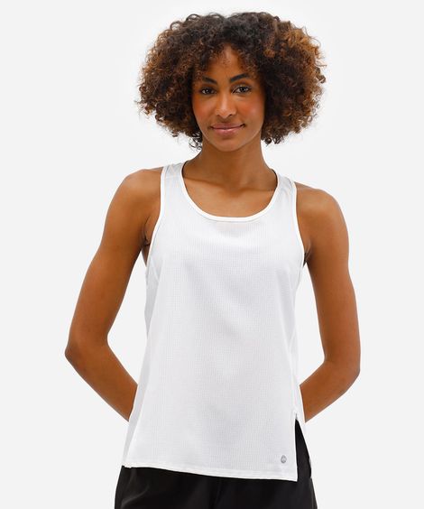 regata nadador feminina com fendas texturizada cea sports branca