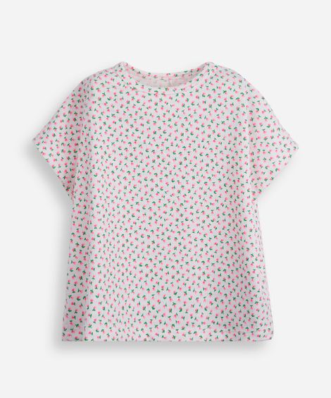 camiseta infantil canelada floral off white