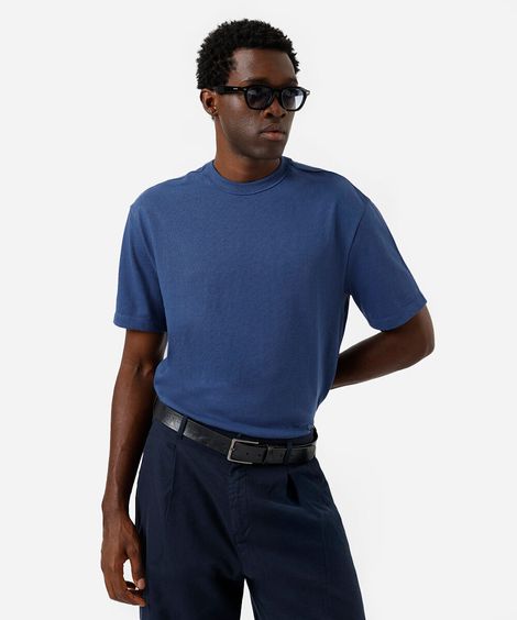 camiseta relaxed masculina de algodão coolmax azul