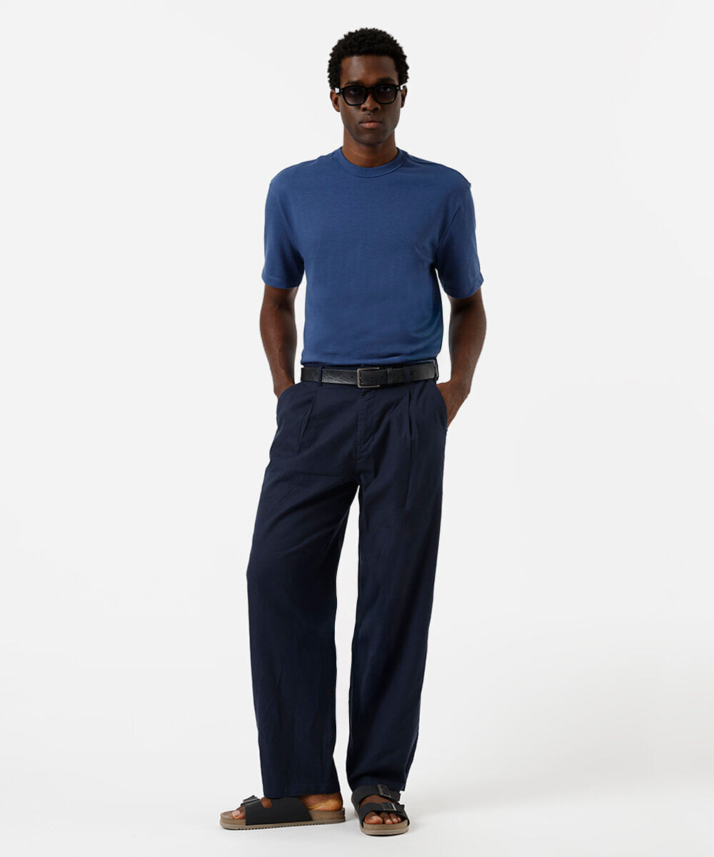 camiseta relaxed masculina de algodão coolmax azul