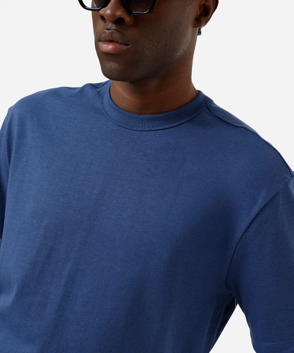 camiseta relaxed masculina de algodão coolmax azul
