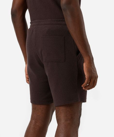 bermuda relaxed masculina de algodão texturizada marrom