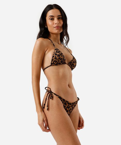 biquíni calcinha fio dental feminino com amarração animal print colorido