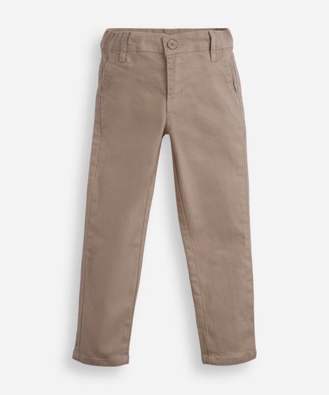 calça slim chino infantil de sarja bege