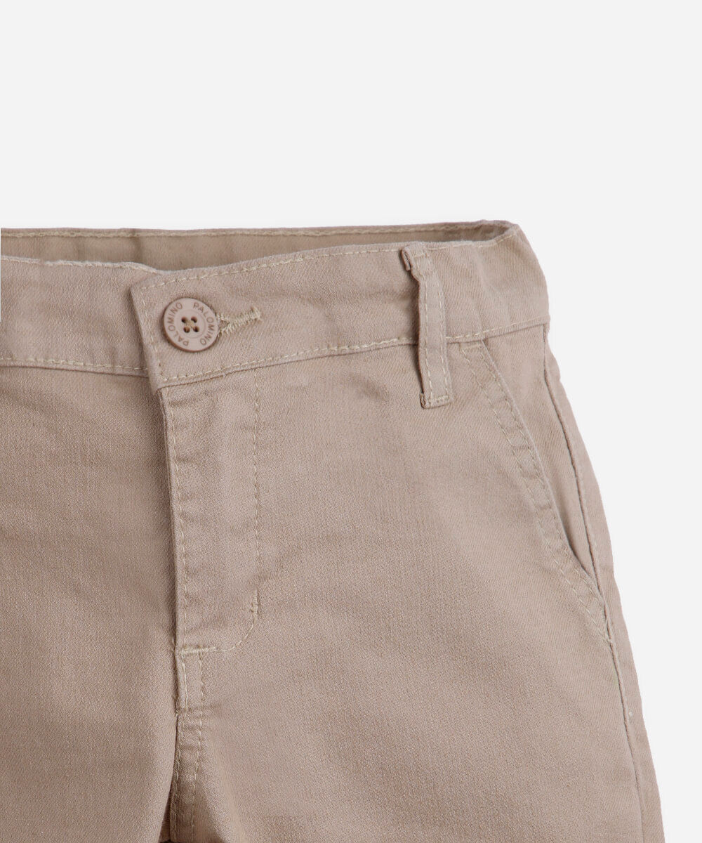 calça slim chino infantil de sarja bege